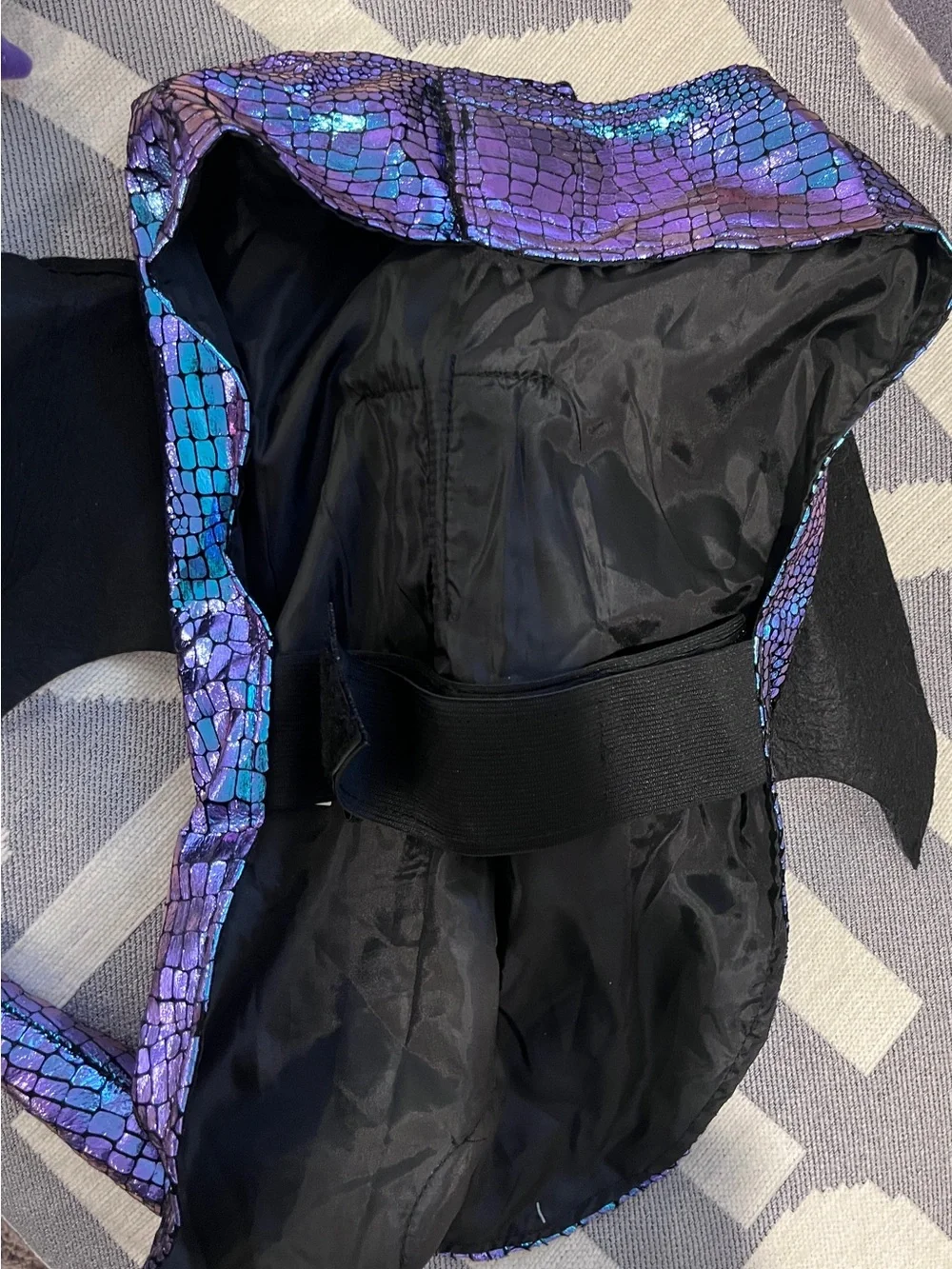 Vibrant Life Dragon Dog Costume Iridescent Metallic Purple Teal Wings Hat M